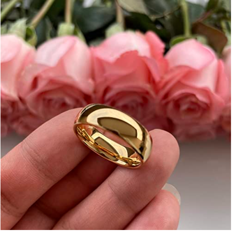 WM-R145 - Shiny Gold 6 mm Tungsten Carbide Ring — image 4
