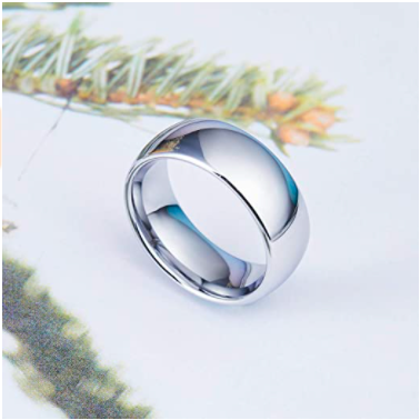 WM-R146 - Shiny Silver 8 mm Tungsten Carbide Ring