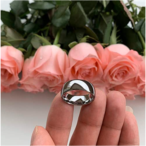 WM-R146 - Shiny Silver 8 mm Tungsten Carbide Ring — image 5