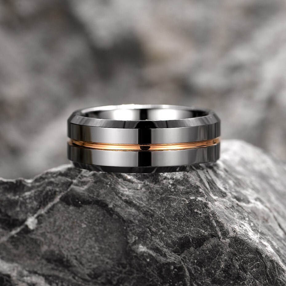 WM-R148 - Shiny Silver 8 mm Tungsten Carbide Ring — image 10