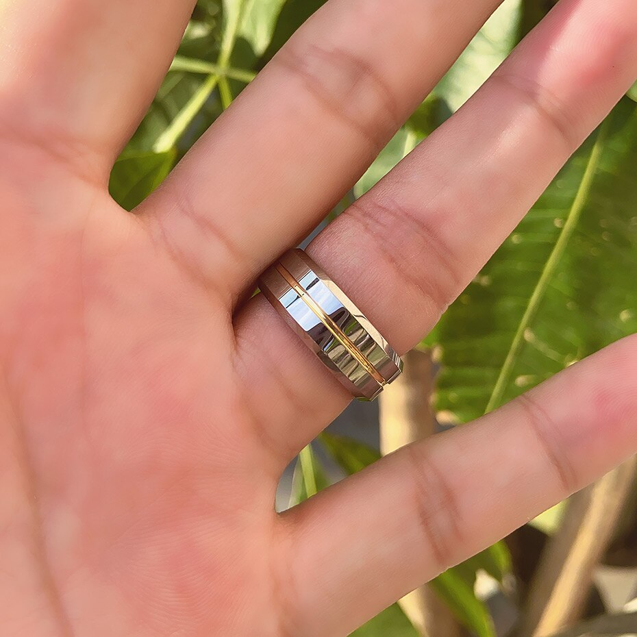 WM-R148 - Shiny Silver 8 mm Tungsten Carbide Ring — image 3