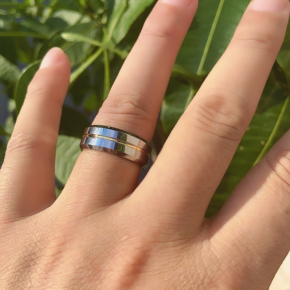 WM-R148 - Shiny Silver 8 mm Tungsten Carbide Ring — image 4