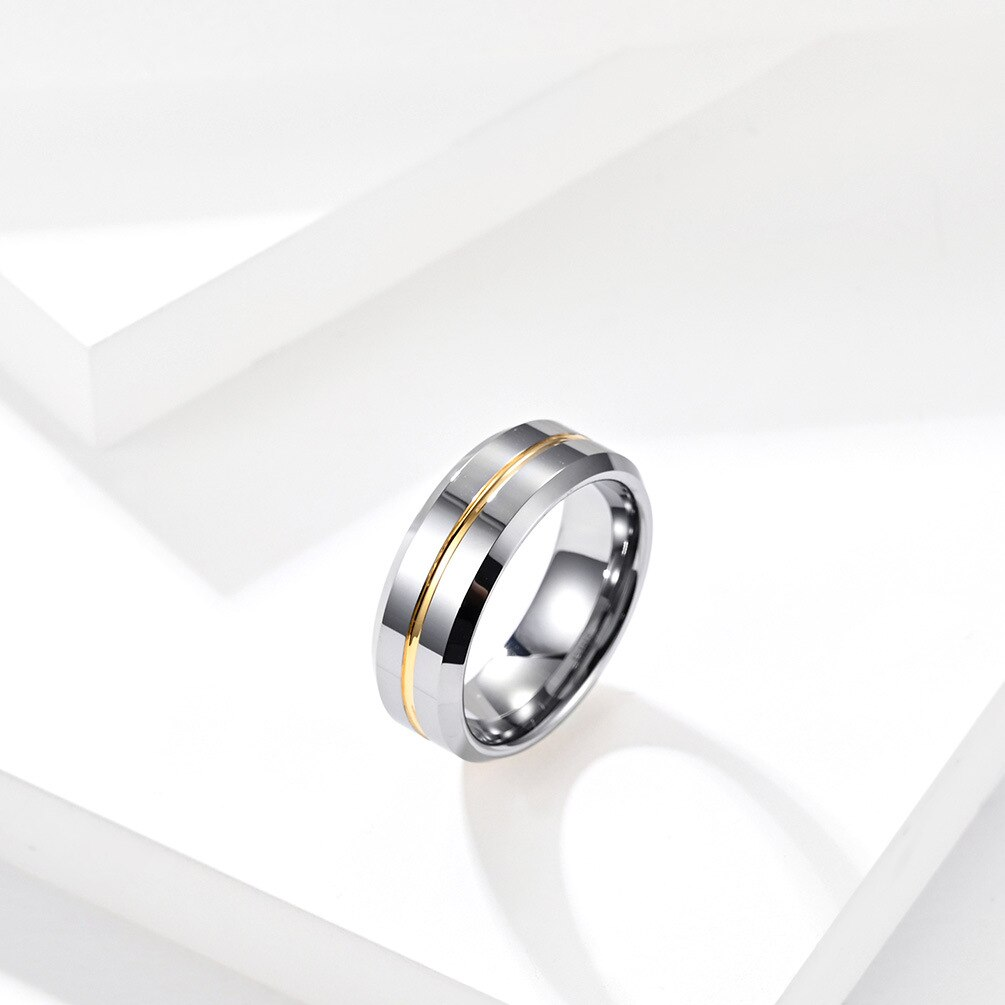 WM-R148 - Shiny Silver 8 mm Tungsten Carbide Ring — image 6