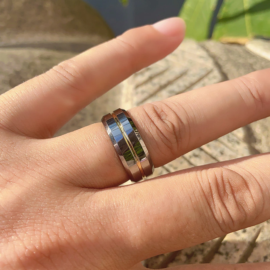 WM-R148 - Shiny Silver 8 mm Tungsten Carbide Ring — image 9
