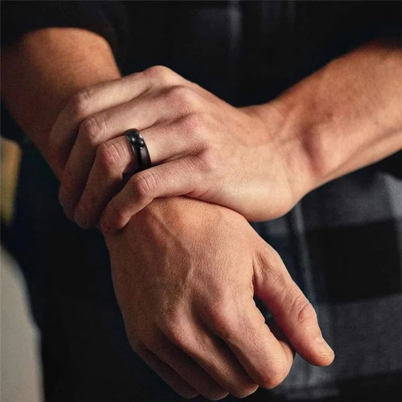 WM-R156 - Shiny Black 6 mm Tungsten Carbide Ring — image 3