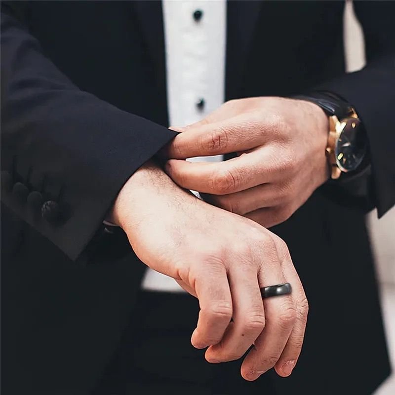 WM-R156 - Shiny Black 6 mm Tungsten Carbide Ring — image 4
