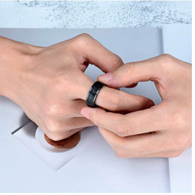 WM-R142 - Hammered Black 8 mm Tungsten Carbide Ring