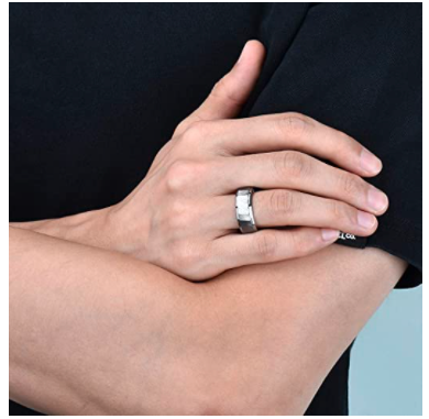 WM-R142 - Hammered Silver 8 mm Tungsten Carbide Ring — image 4