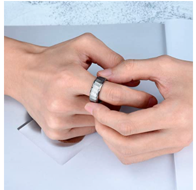 WM-R142 - Hammered Silver 8 mm Tungsten Carbide Ring — image 5