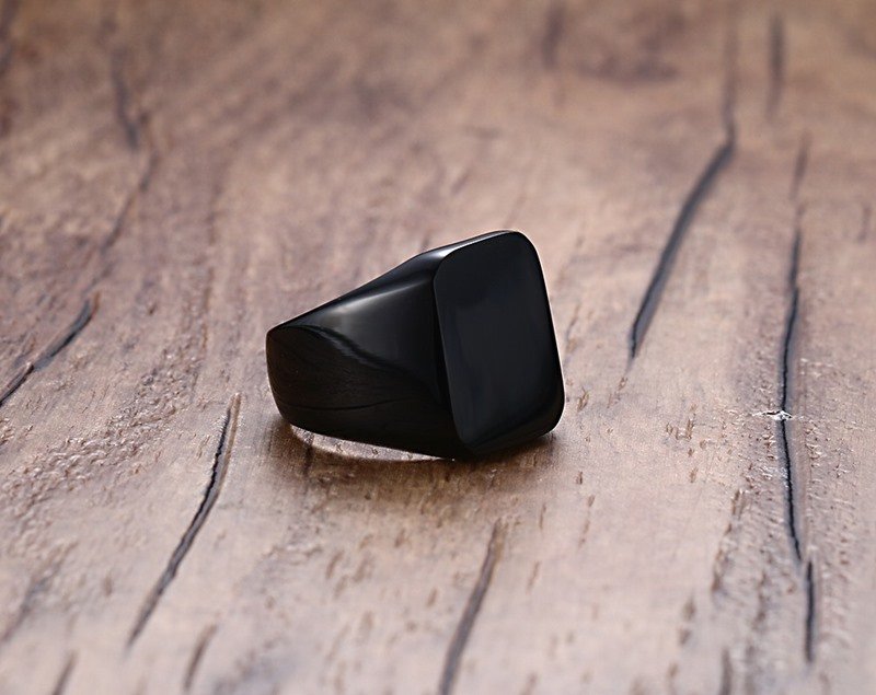 WMR-13 - Black Stainless Steel Men Ring — image 3