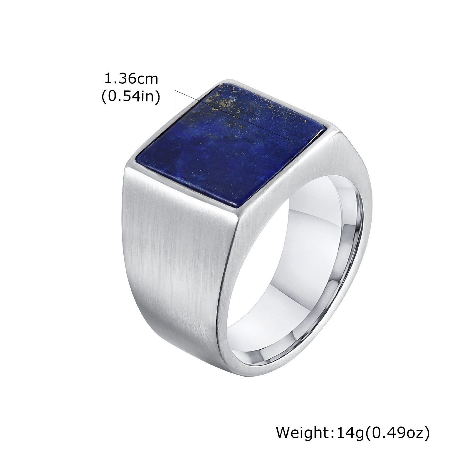 WMR-174 - Blue Stone - Silver Stainless Steel Men Ring — image 4