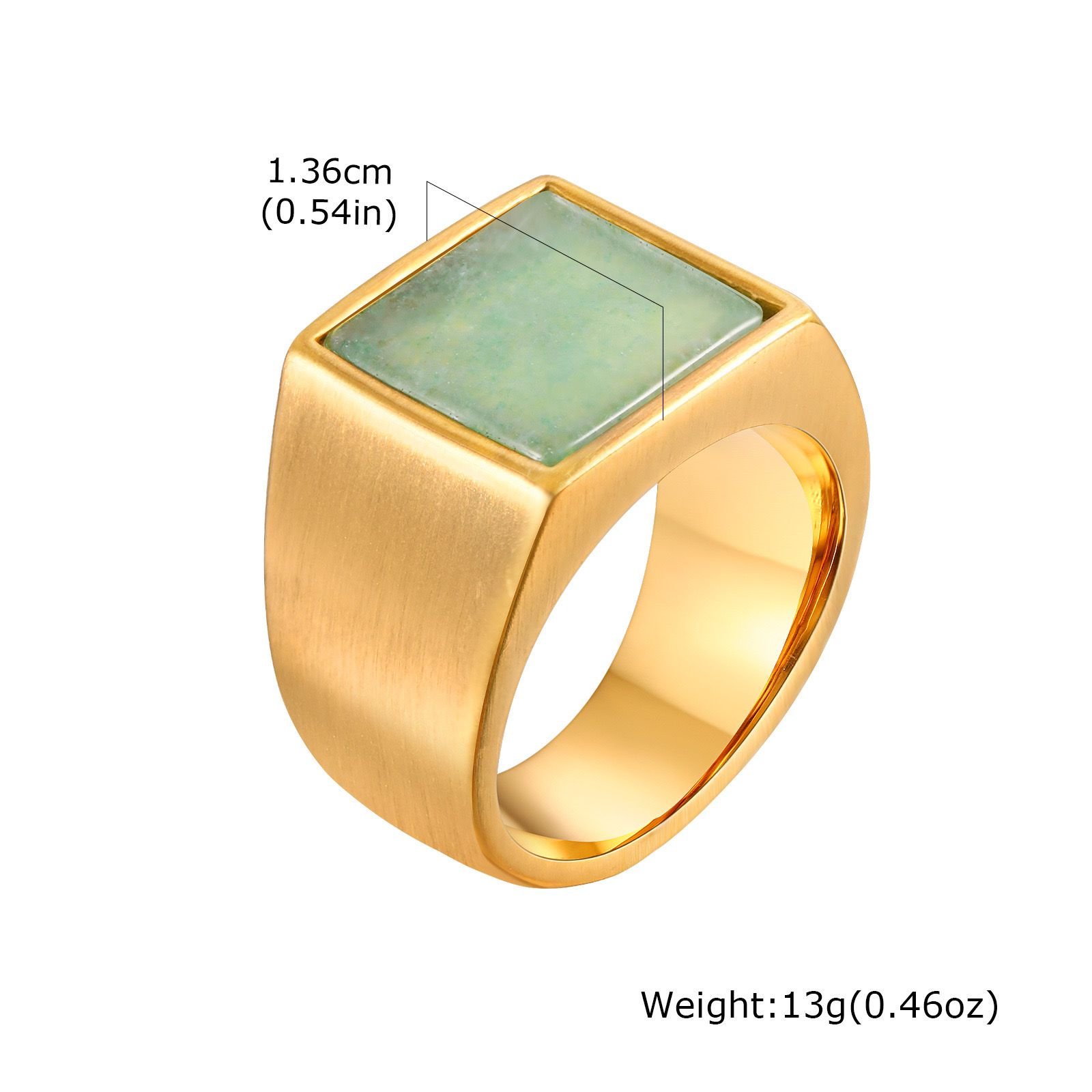 WMR-174 - Green Stone - Golden Stainless Steel Men Ring