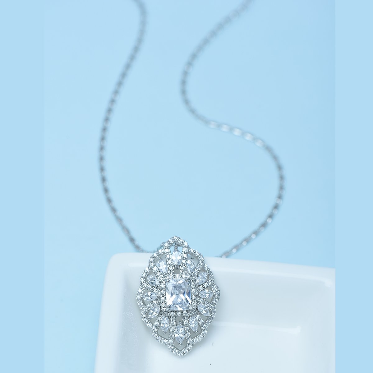 French Clip - Diamond White Pendant for women