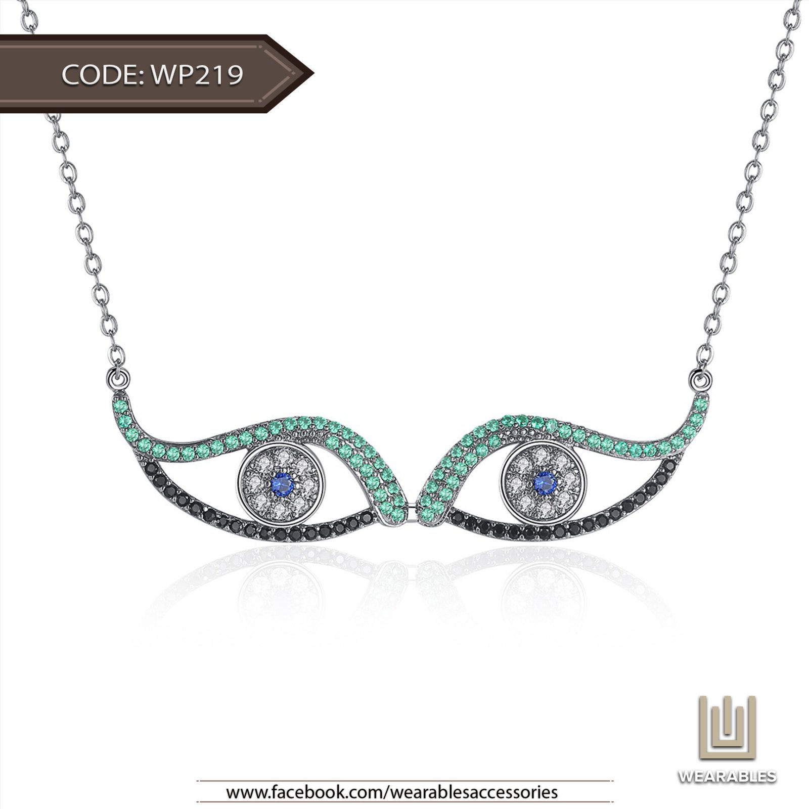 WP219 Black | Silver | Gold Eyes Pendant for women