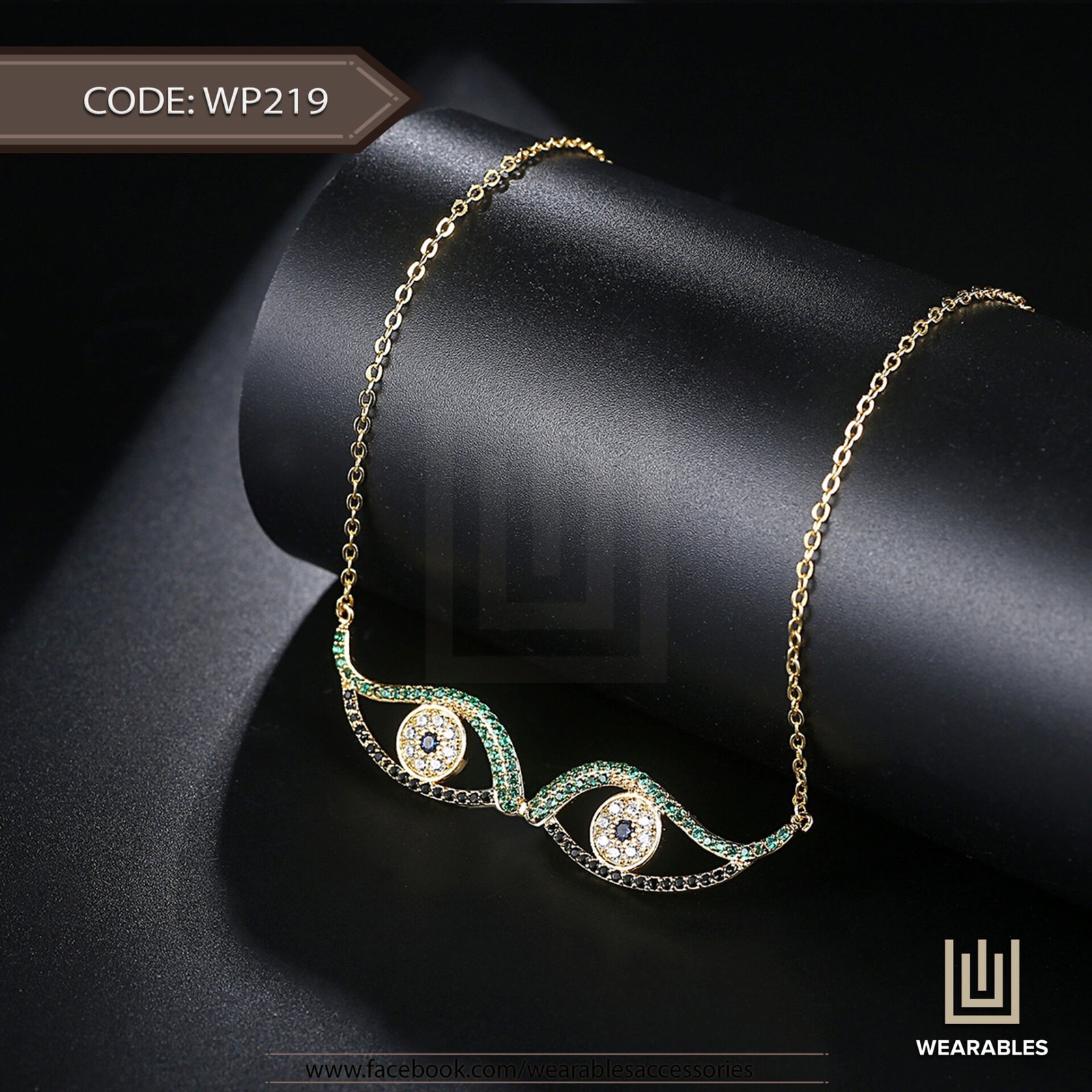 WP219 Black | Silver | Gold Eyes Pendant for women