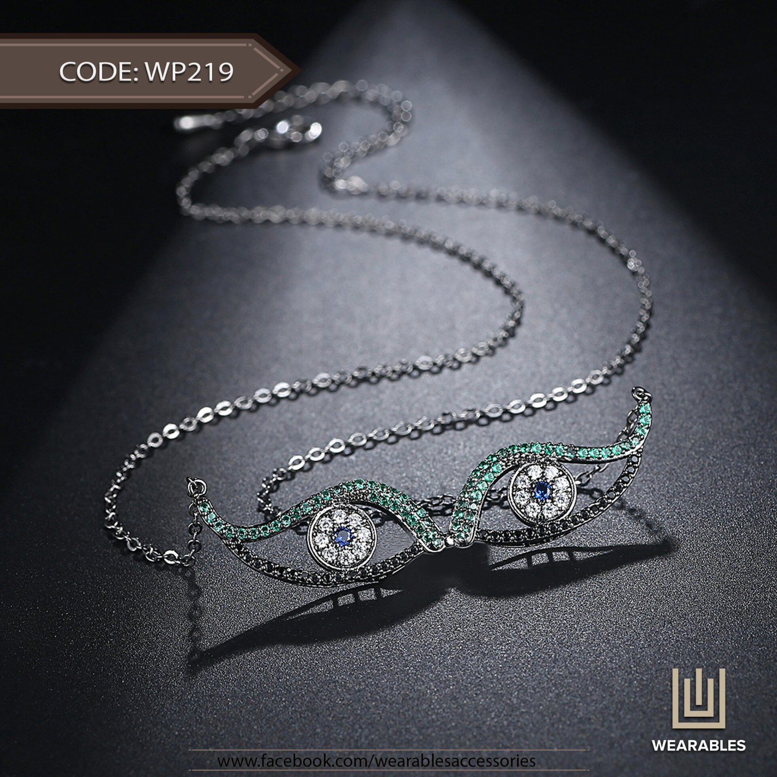 WP219 Black | Silver | Gold Eyes Pendant for women — image 3