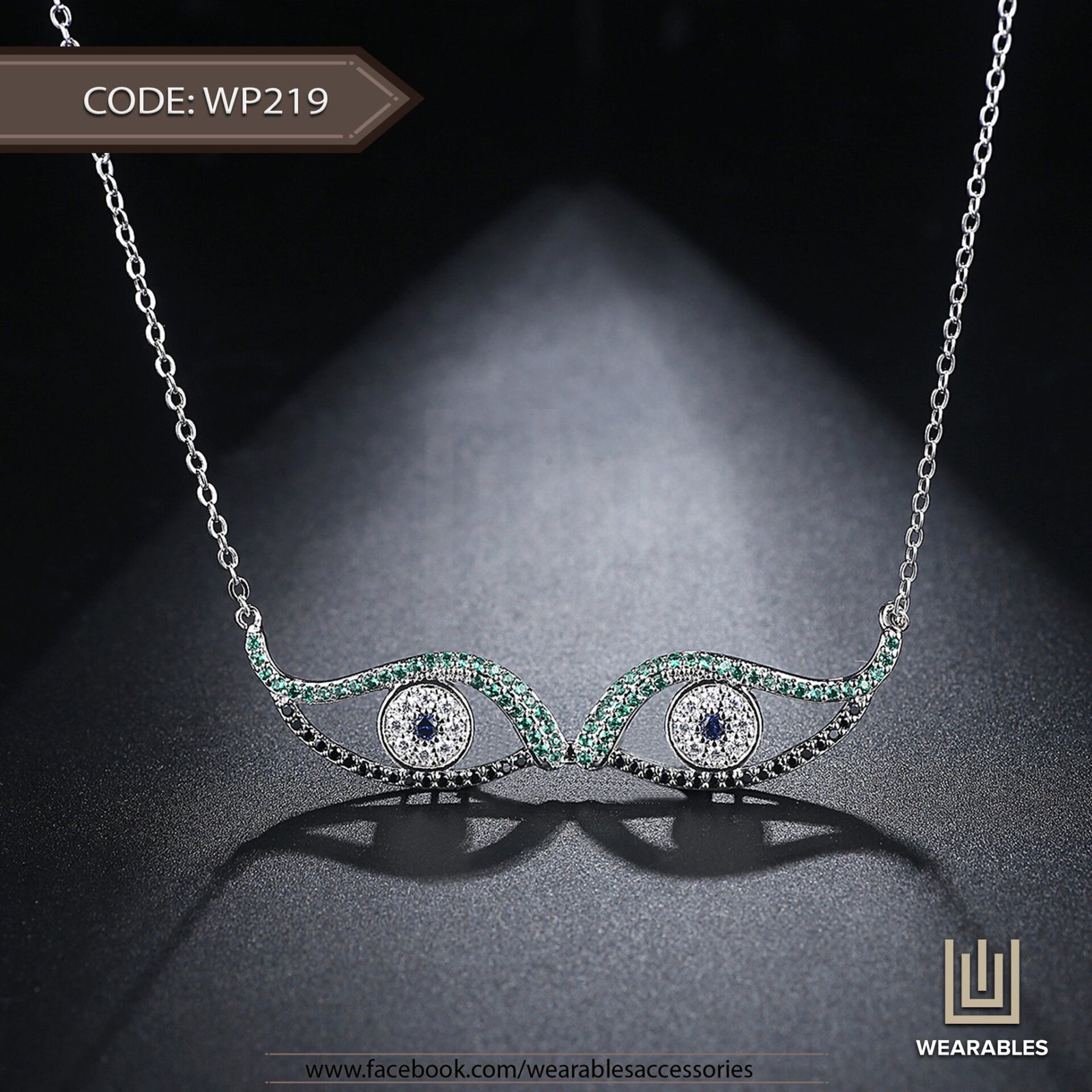 WP219 Black | Silver | Gold Eyes Pendant for women — image 4