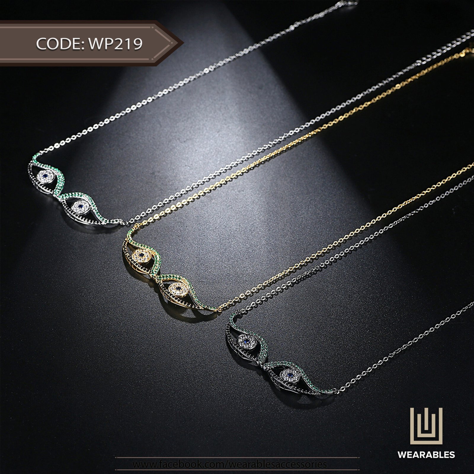 WP219 Black | Silver | Gold Eyes Pendant for women — image 5