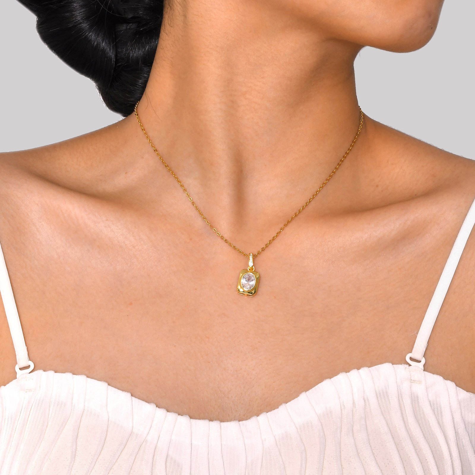 WP490 - Gold White Necklace Pendant for Women