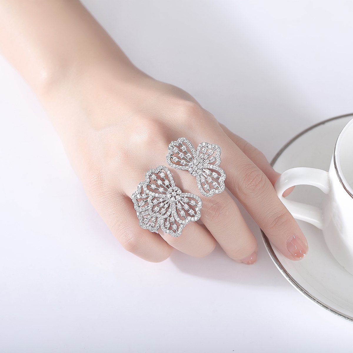 WR374 Silver Luxury Ring for Women (Adjustable Ring) — image 3
