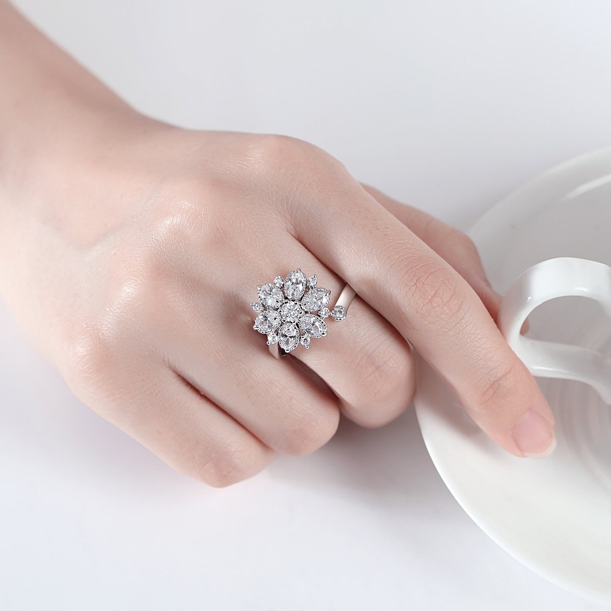 WR492 Silver Luxury Ring for Women (Adjustable Ring)