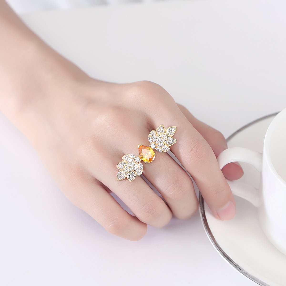 WR494 Golden Luxury Ring for Women (Adjustable Ring)