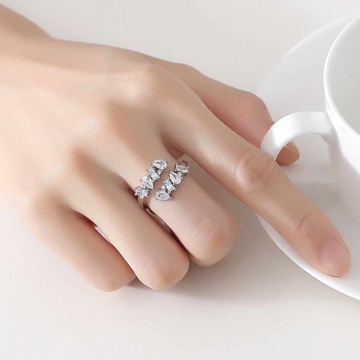 WR509 Silver Luxury Ring for Women (Adjustable Ring)