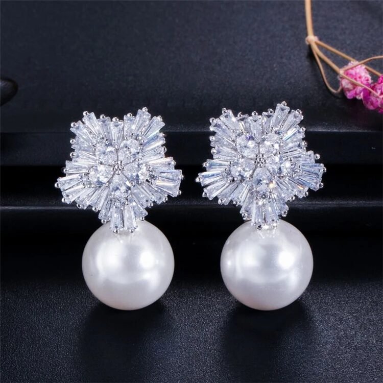 WS107- White Pendant and Earring Set for Women