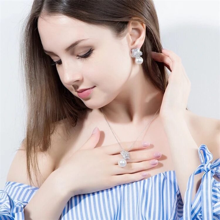 WS107- White Pendant and Earring Set for Women — image 3