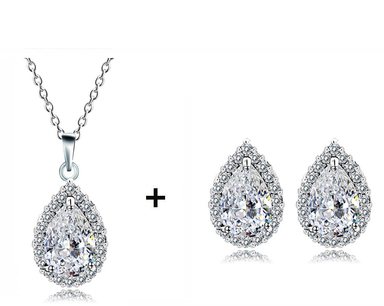 WS148 - White Pendant and Earring Set For Women