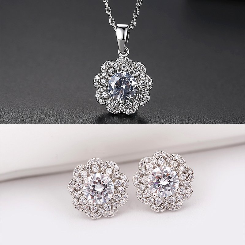WS167- White Pendant and Earring Set for Women