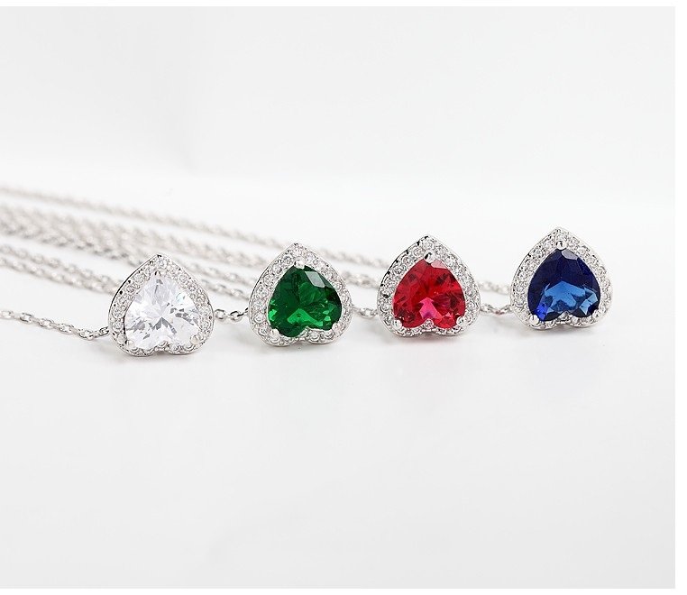 WS203 - Blue Heart Shaped Pendant and Earring Set For Women