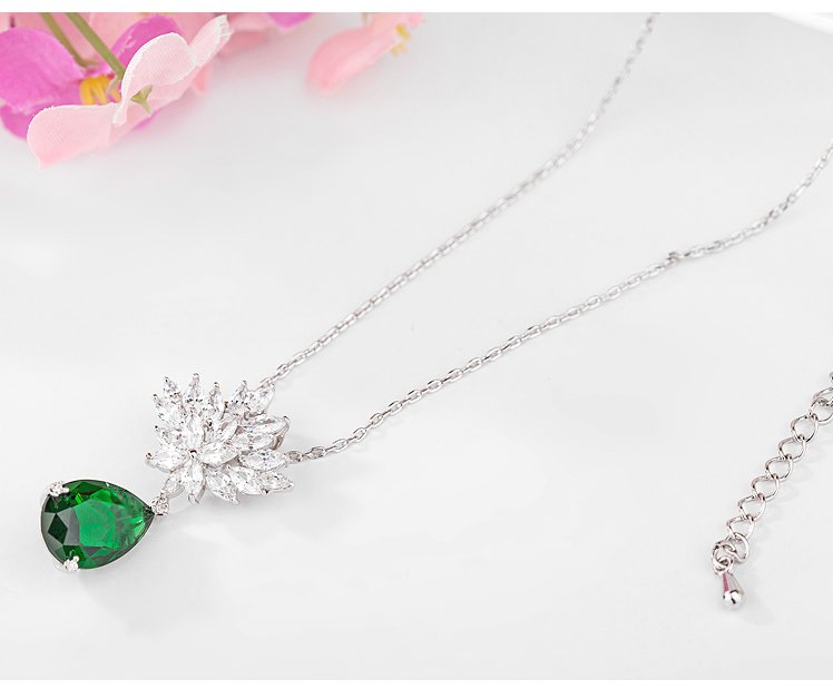 WS208 - Green Pendant and Earring Set for Women