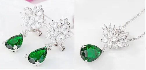 WS208 - White Pendant and Earring Set for Women — image 4
