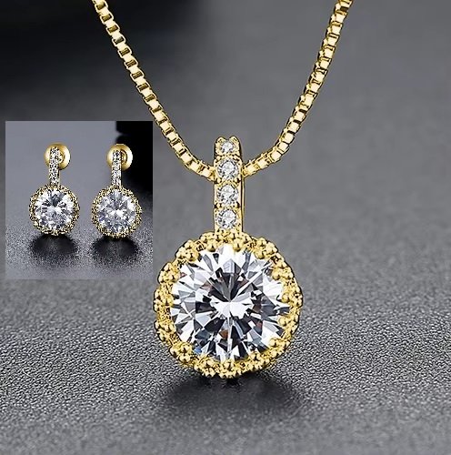 WS212- Golden Pendant and Earring Set for Women — image 7