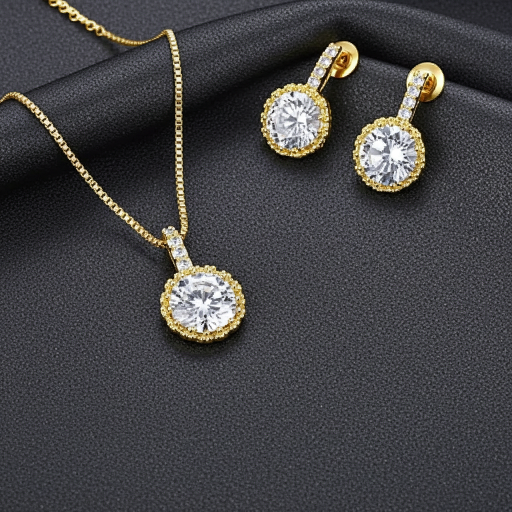 WS212- Silver Pendant and Earring Set for Women