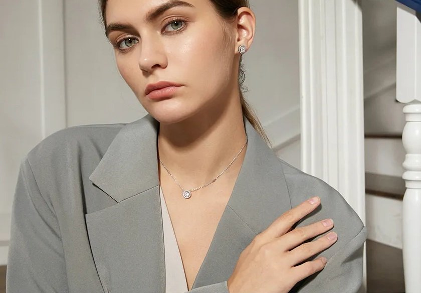 WS222 - Silver Pendant and Earring Set for Women — image 11