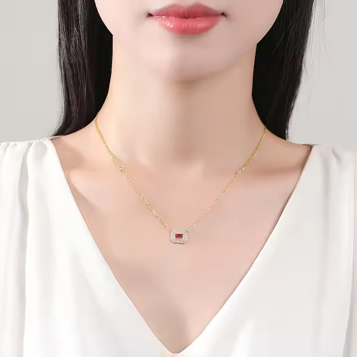 WS265 - Green Pendant and Earring Set for Women — image 3