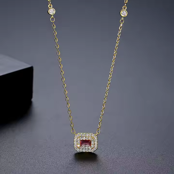 WS265 - Red Pendant and Earring Set for Women