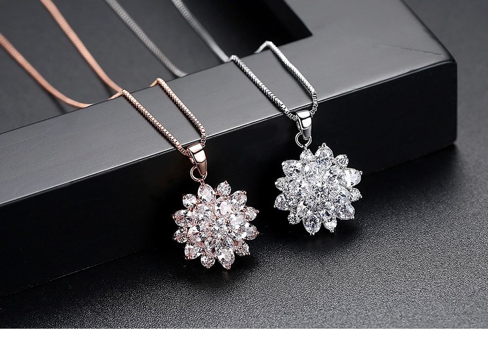 WS27- Rose Gold Pendant and Earring Set for Women
