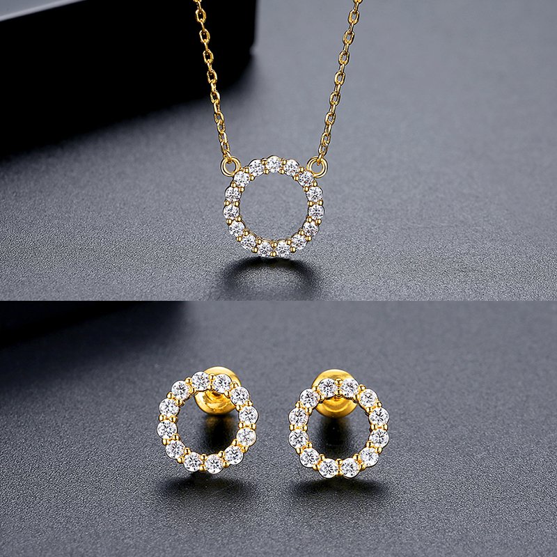 WS288- Golden Pendant and Earring Set for Women