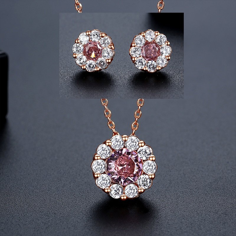 WS291- Golden Pink Pendant and Earring Set for women — image 12