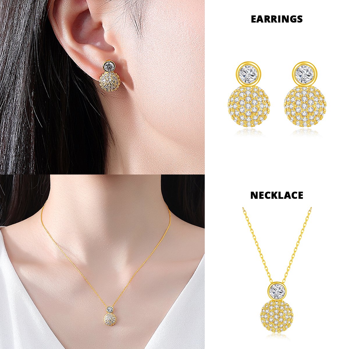 WS298 - Golden Pendant and Earring Set for Women — image 10