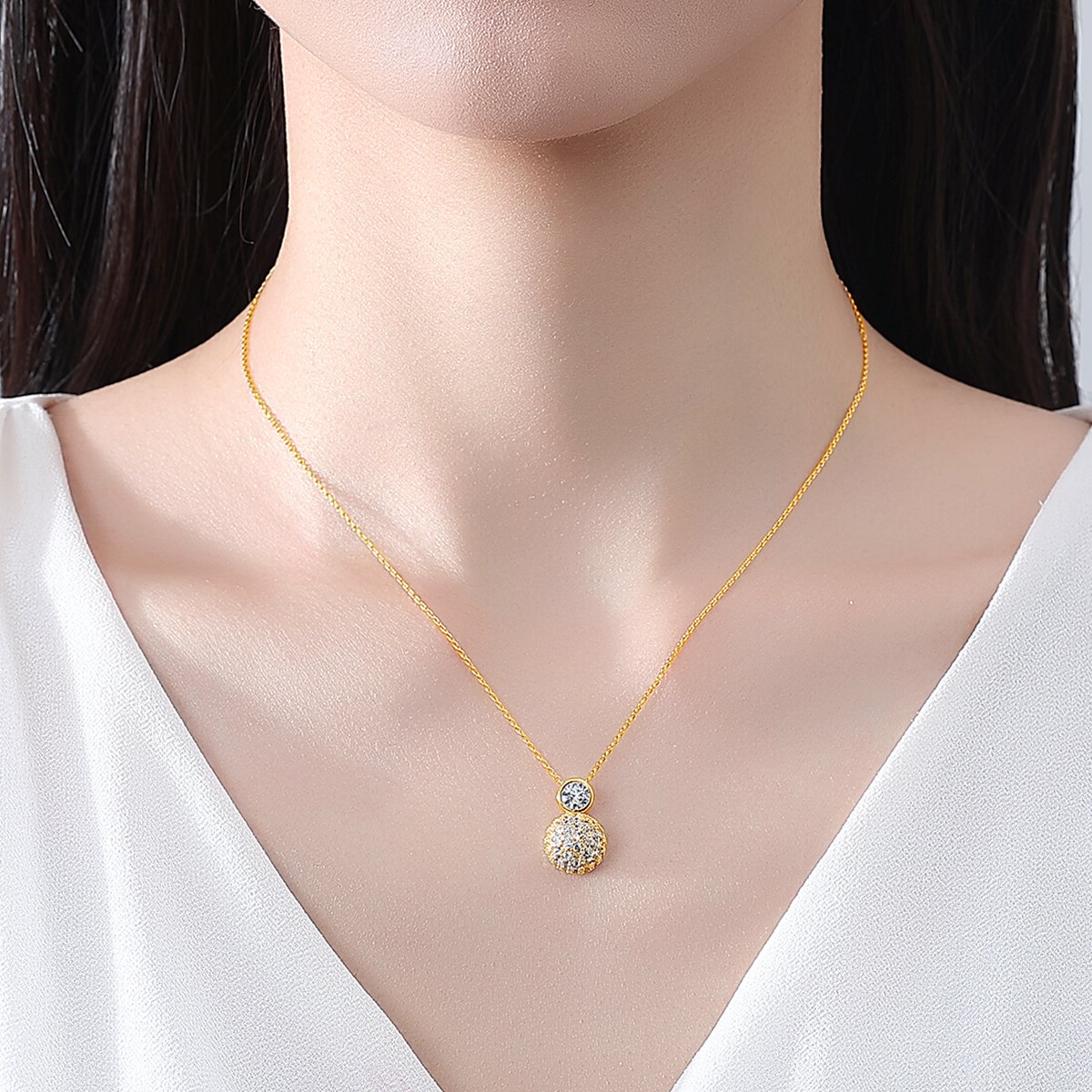 WS298 - Golden Pendant and Earring Set for Women — image 13