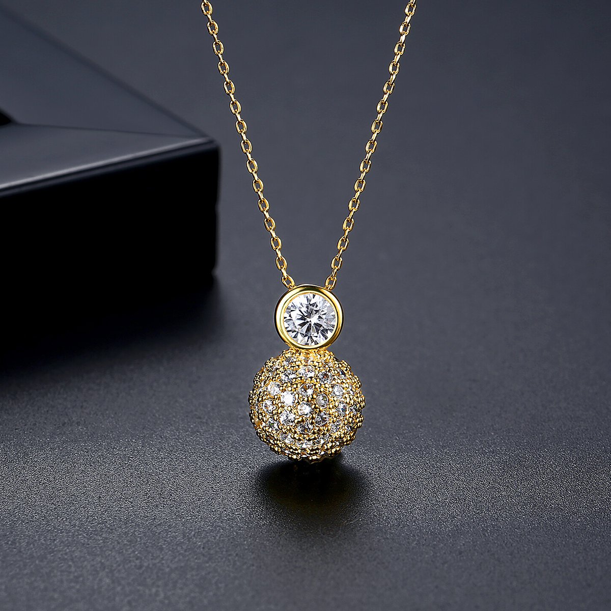 WS298 - Golden Pendant and Earring Set for Women — image 6
