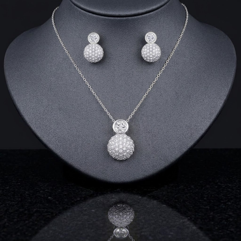 WS298 - Silver Pendant and Earring Set for Women