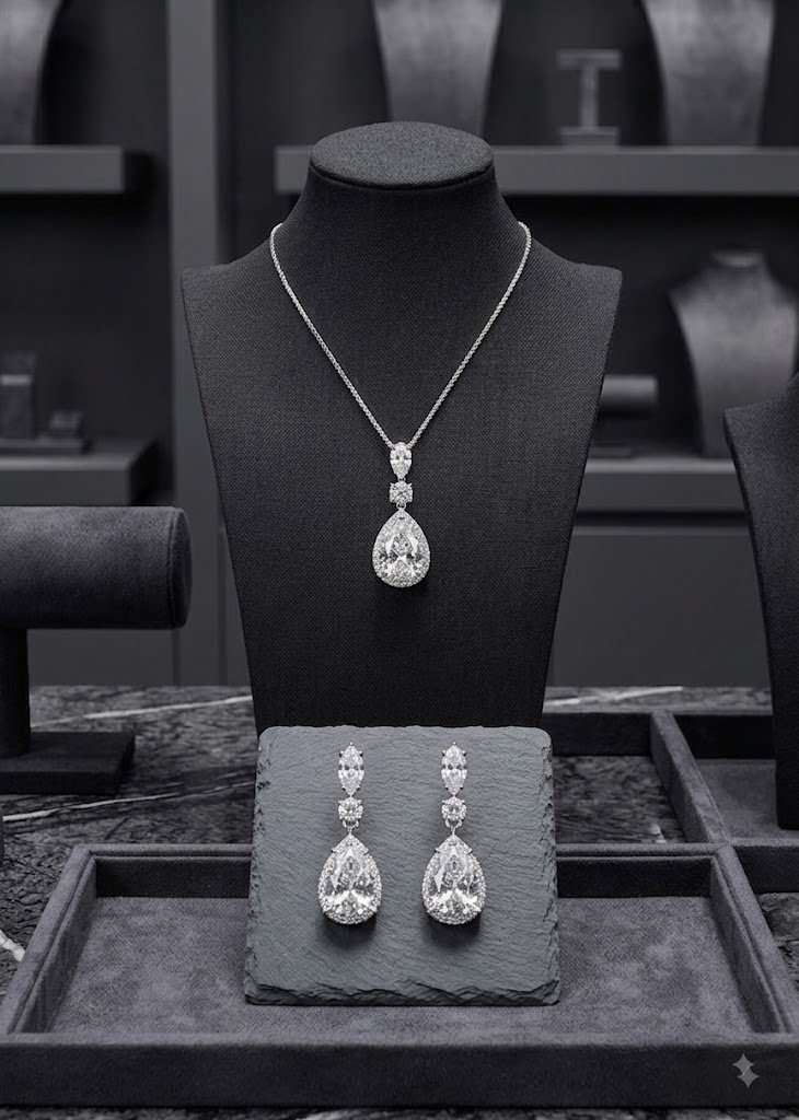 WS313 - Silver Pendant and Earring Set for Women