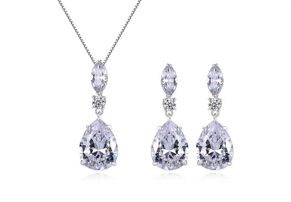 WS313 - Silver Pendant and Earring Set for Women