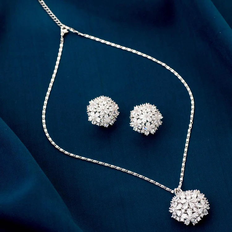 WS41- Silver Pendant and Earring Set for Women
